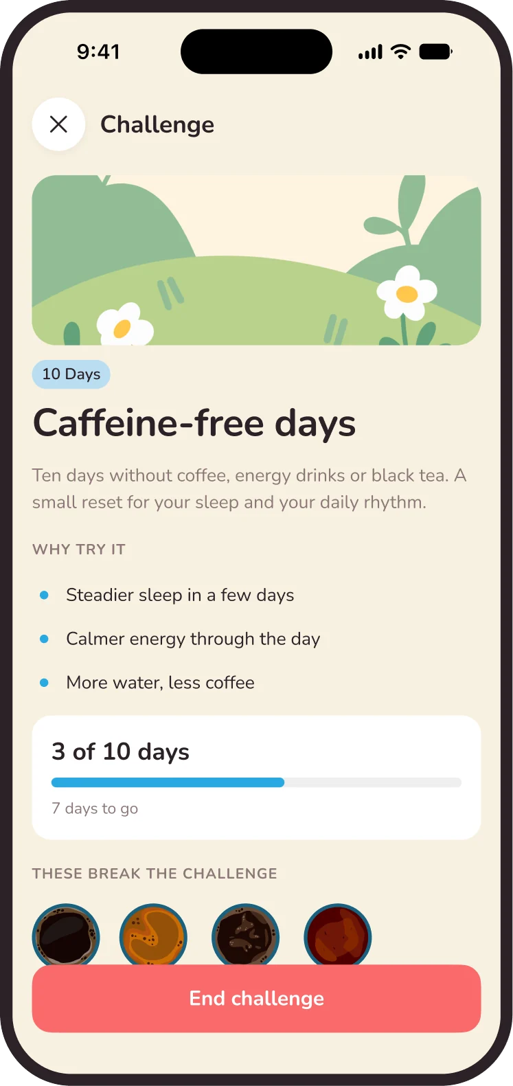 A caffeine-free days challenge in Plupiko